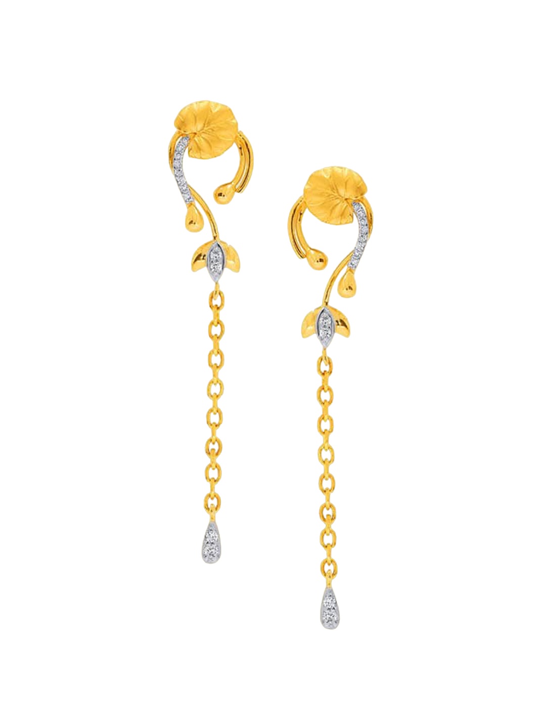 

SENCO 14KT Gold Diamond Studded Drop Earrings -2.5 gm