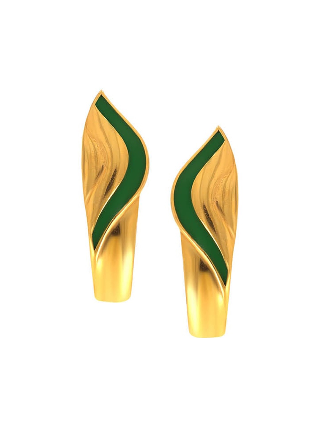 

SENCO 22KT Gold Wavy Leaves Half Hoop Earrings