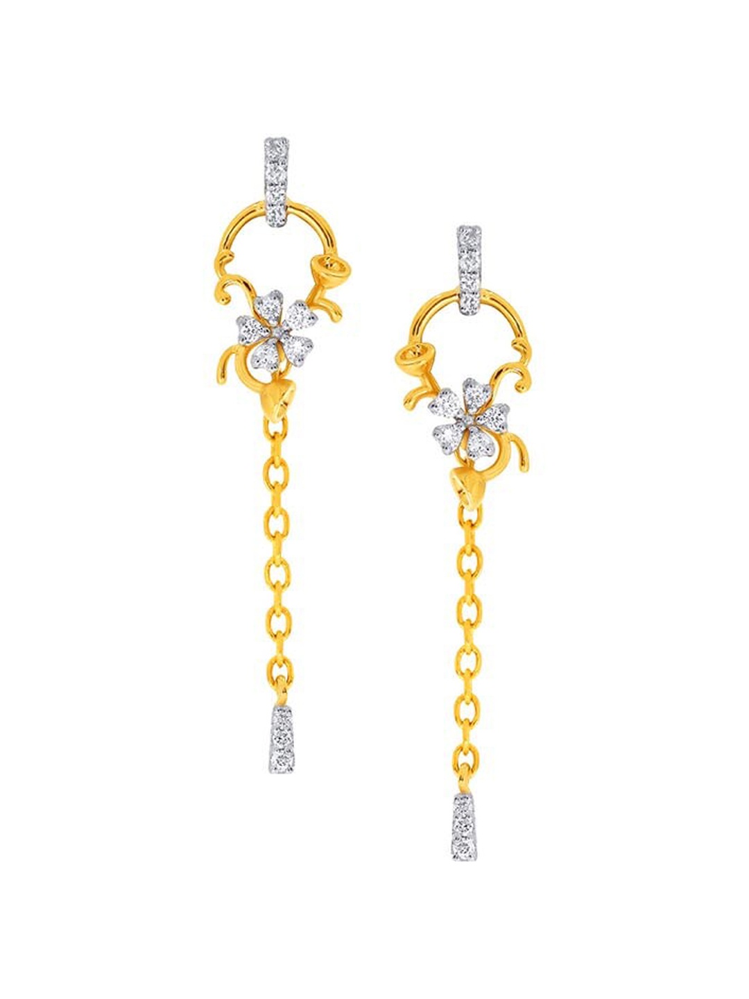 

SENCO 14KT Gold Diamond Studded Drop Earrings -1.5 gm
