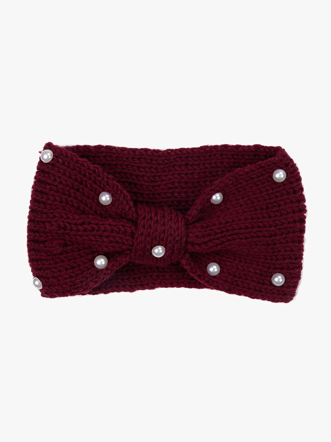 

Kazo Knitted Beanie With Beads, Maroon