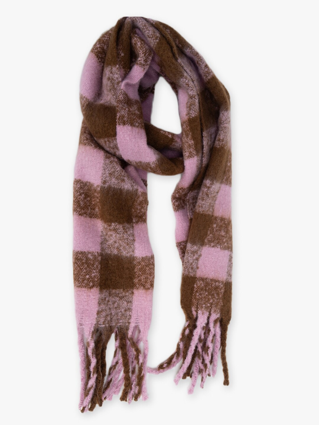 

Kazo Checked Woollen Scarf, Pink