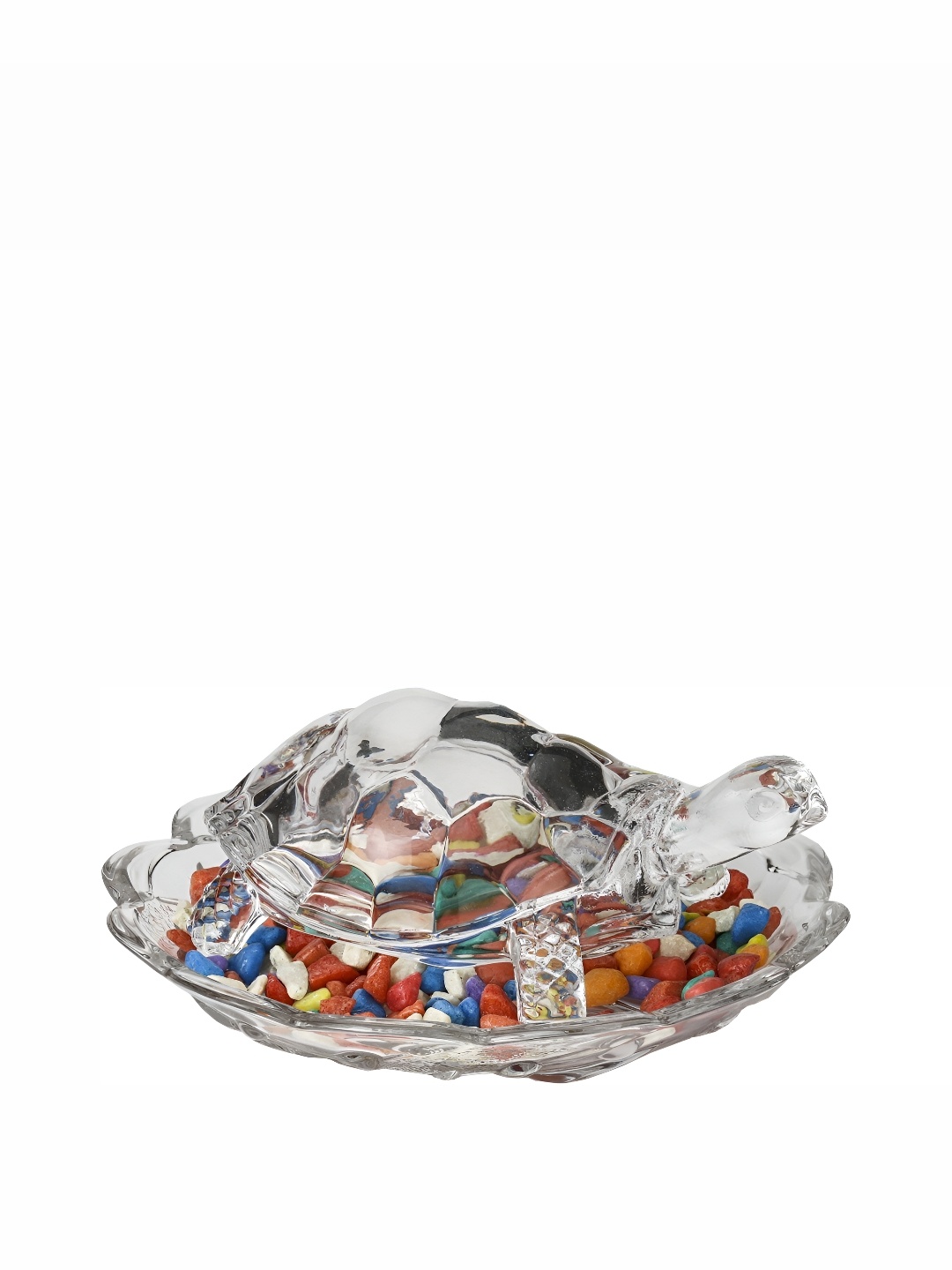 

Afast Transparent Fengsui Tortoises With Water Plate And Colourful Stone Showpiece
