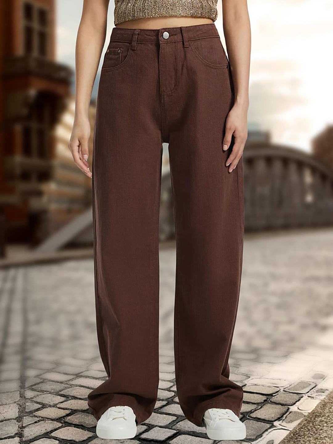 

LULU & SKY Women Straight Fit Jeans, Brown