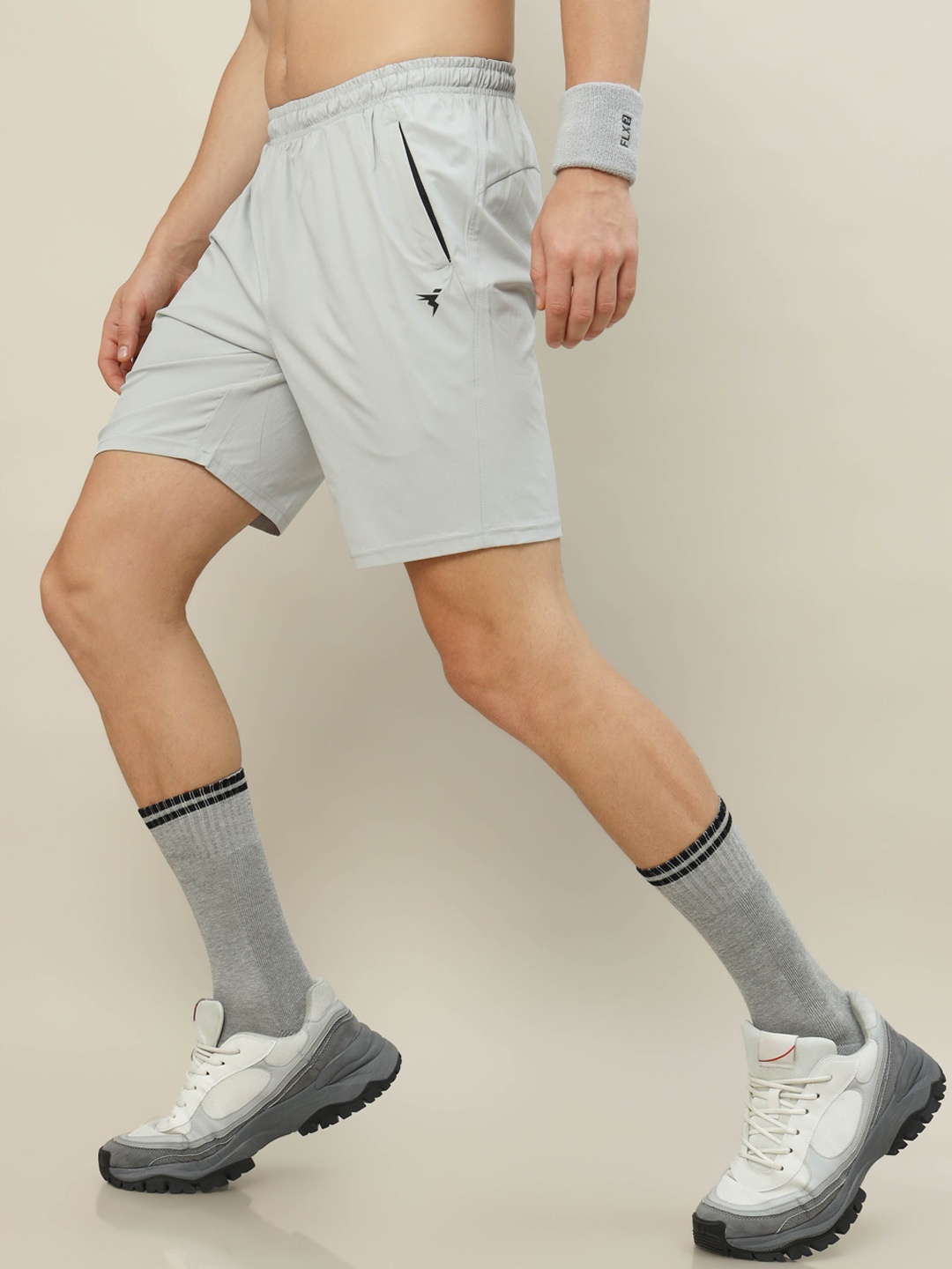 

Technosport Men Slim Fit Mid-Rise Rapid-Dry Sports Shorts, Grey