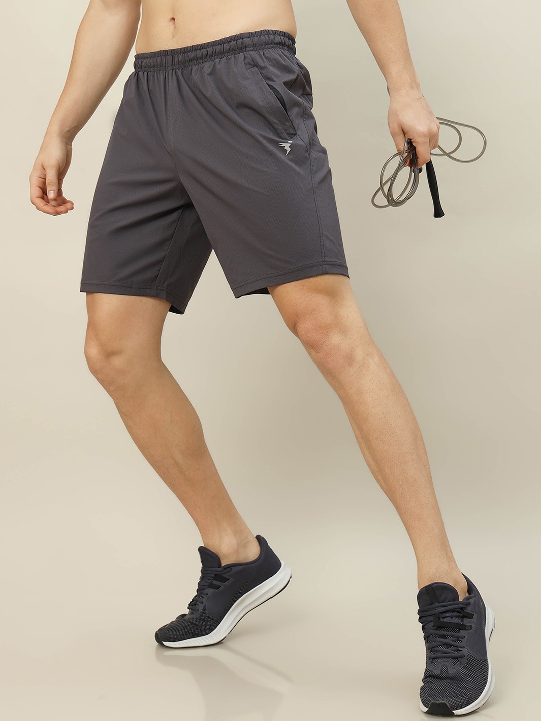 

Technosport Men Slim Fit Mid-Rise Rapid-Dry Sports Shorts, Grey