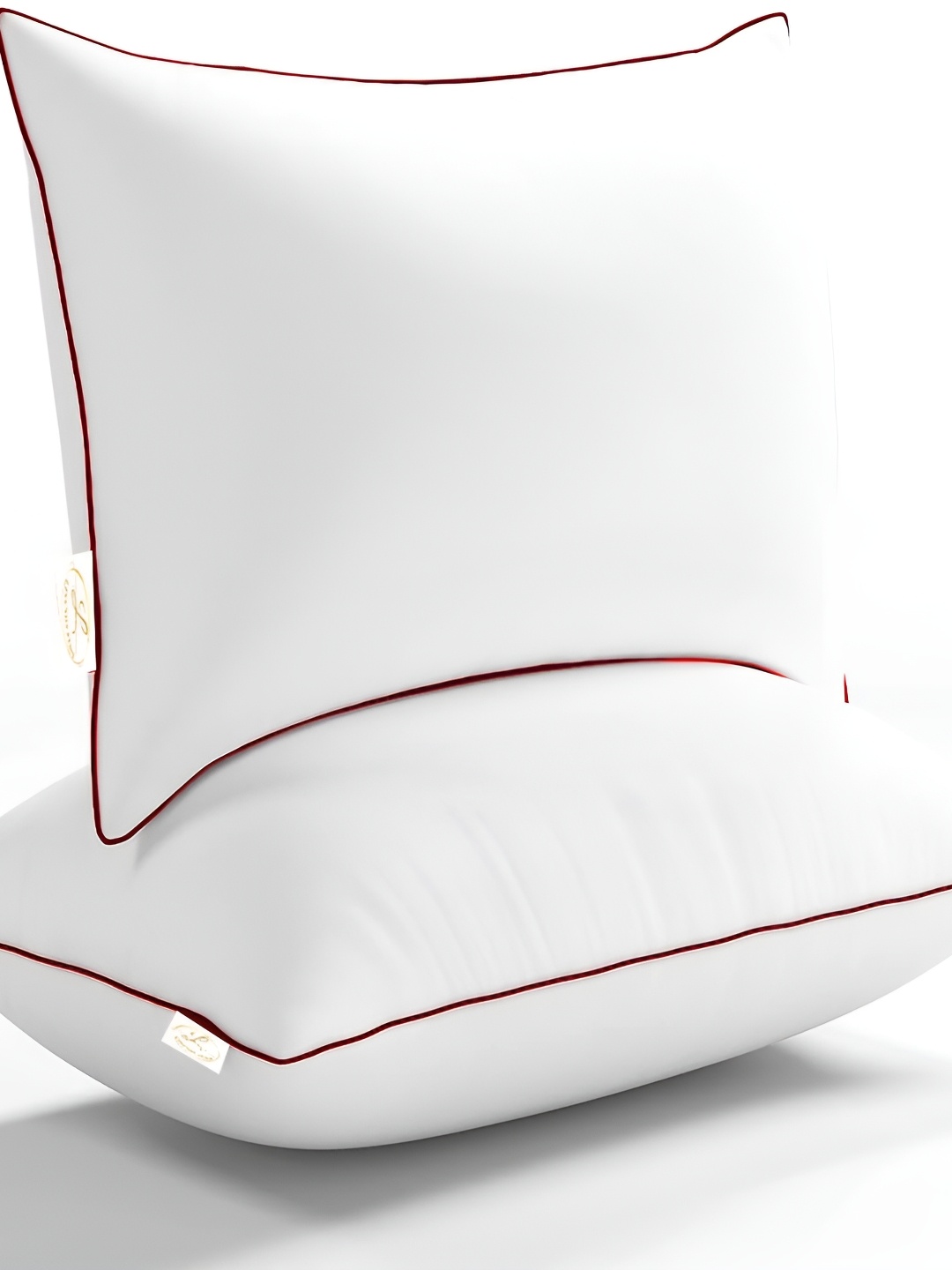 

LINENOVATION White & Maroon 2 Pieces Fibre Filled Lightweight Sleep Pillows