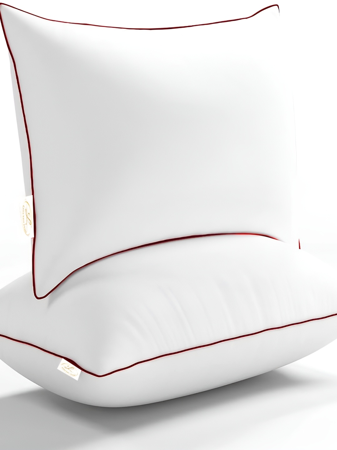 

LINENOVATION Maroon & White 2 Pieces Fibre Filled Lightweight Sleep Pillows