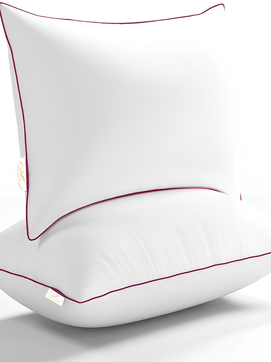 

LINENOVATION White & Pink 2 Pieces Fibre Filled Lightweight Sleep Pillows