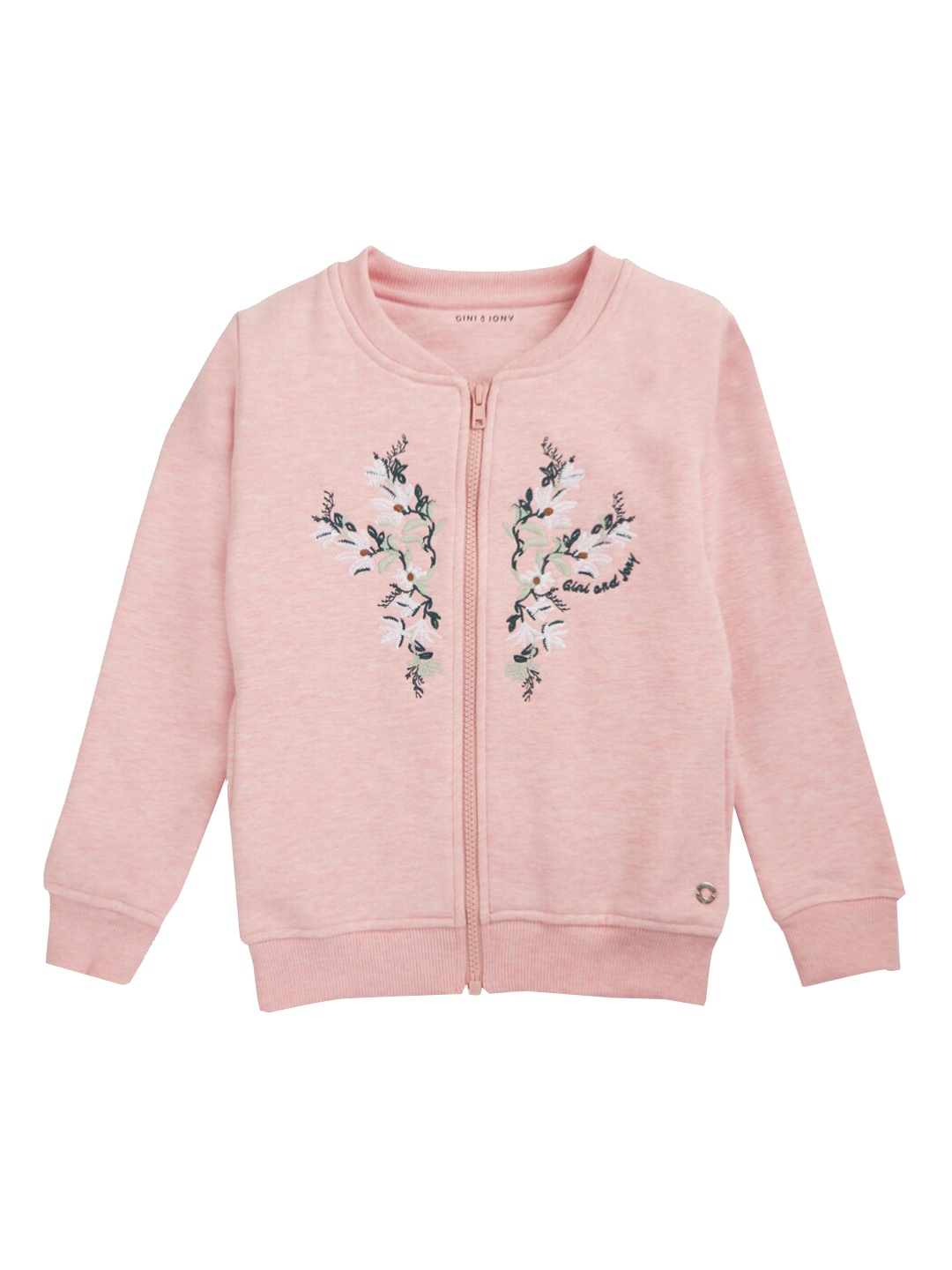 

Gini and Jony Girls Floral Embroidered Long Sleeves Open Front Jacket, Pink