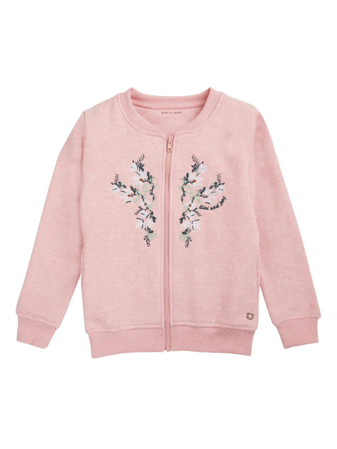 

Gini and Jony Girls Floral Embroidered Long Sleeves Open Front Jacket, Pink