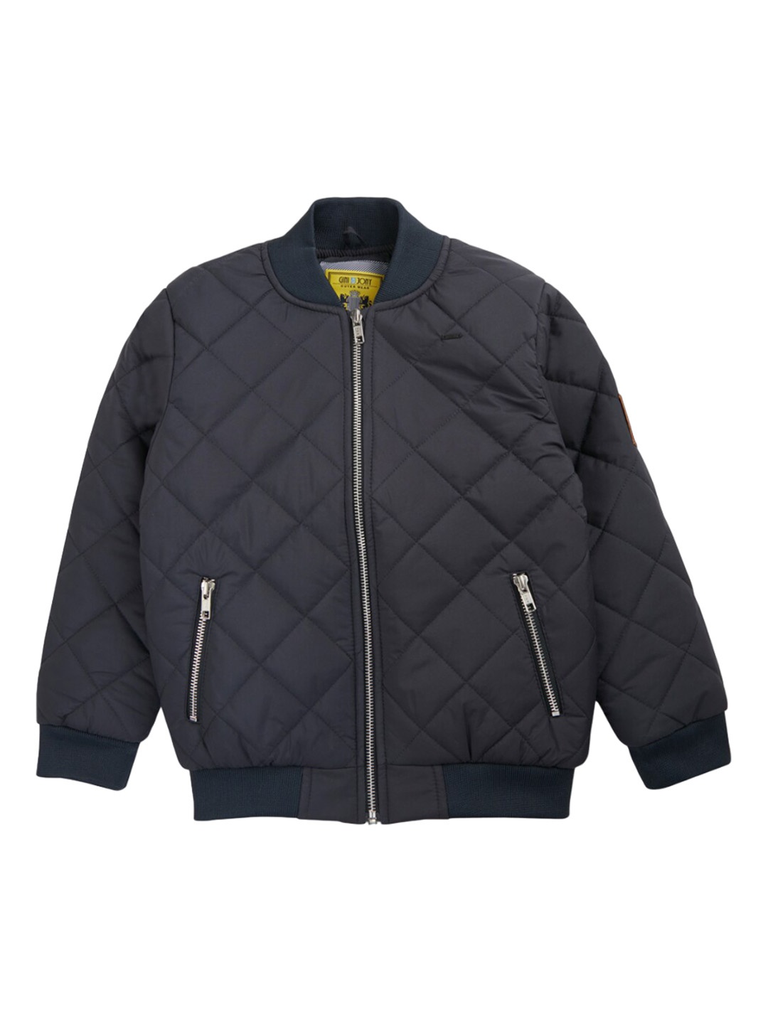 

Gini and Jony Boys Stand Collar Quilted Jacket, Navy blue