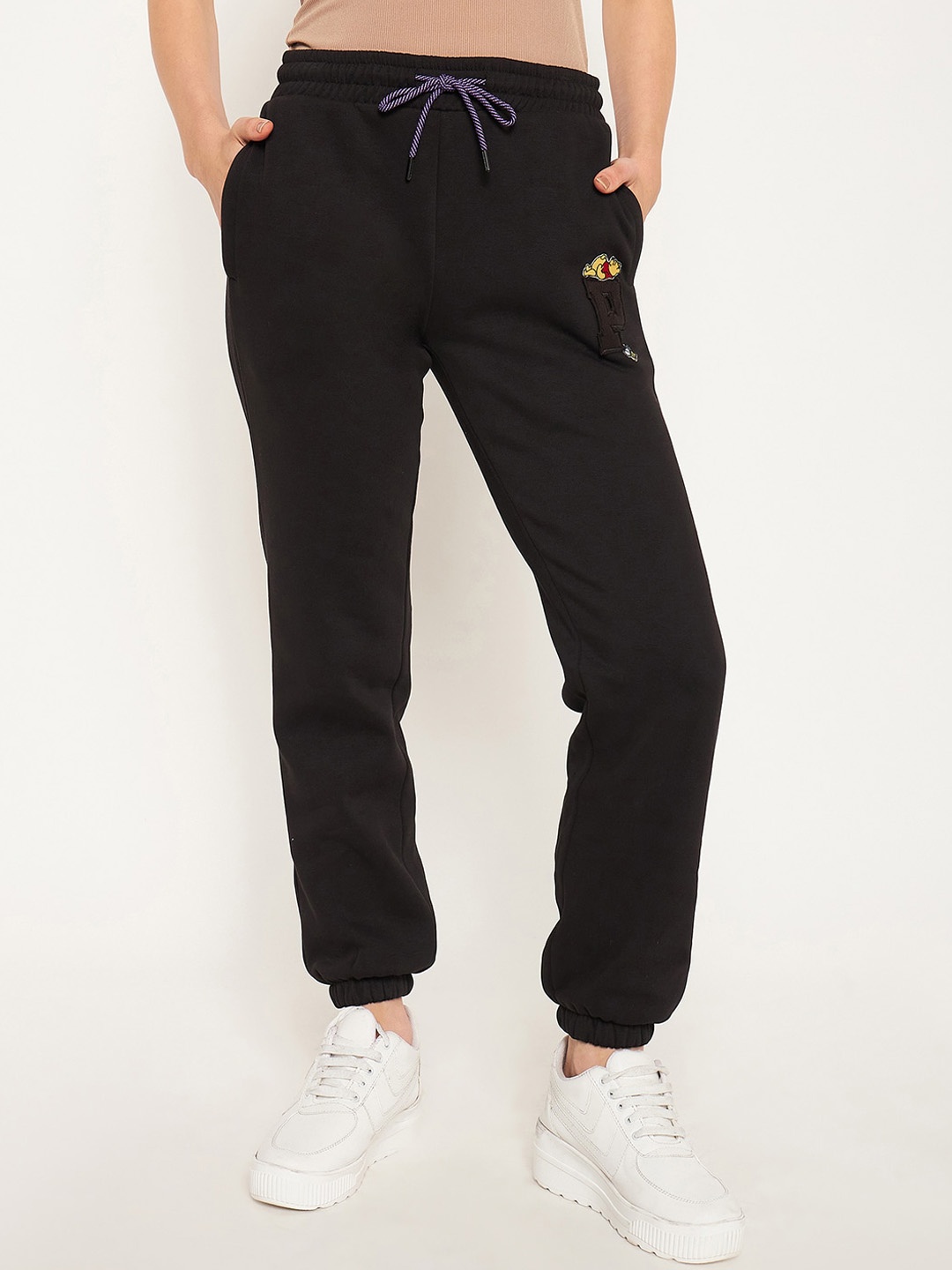 

MADAME M SECRET Women Cotton Mid Rise Jogger, Black