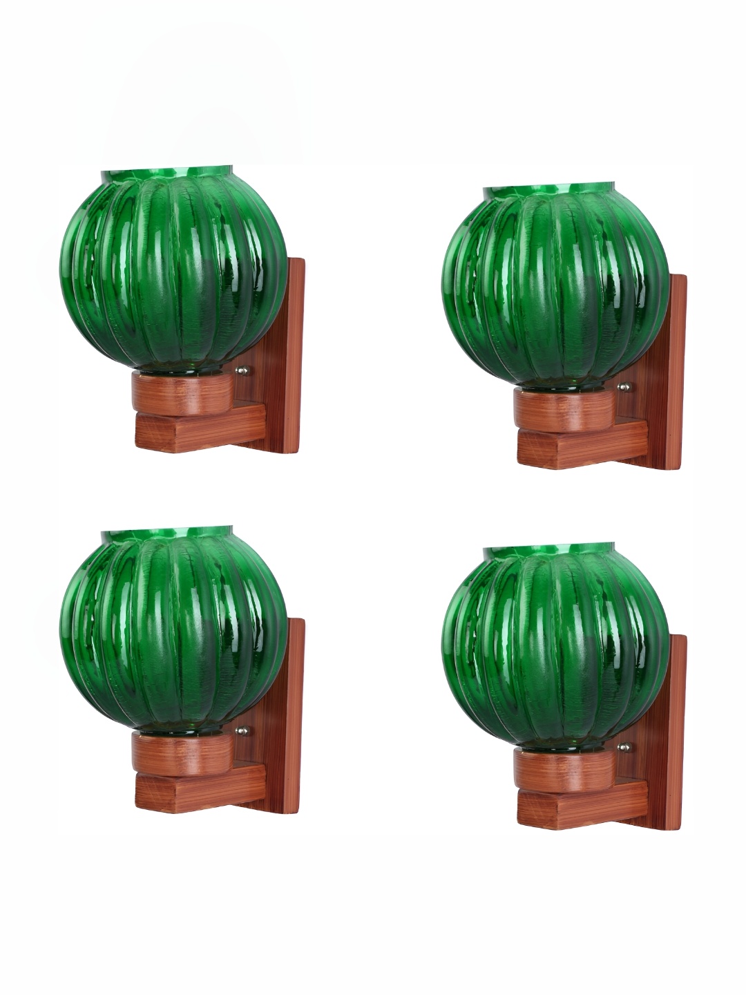 

Afast Green & Brown 4 Pcs Printed Contemporary Glass Wall Lamp
