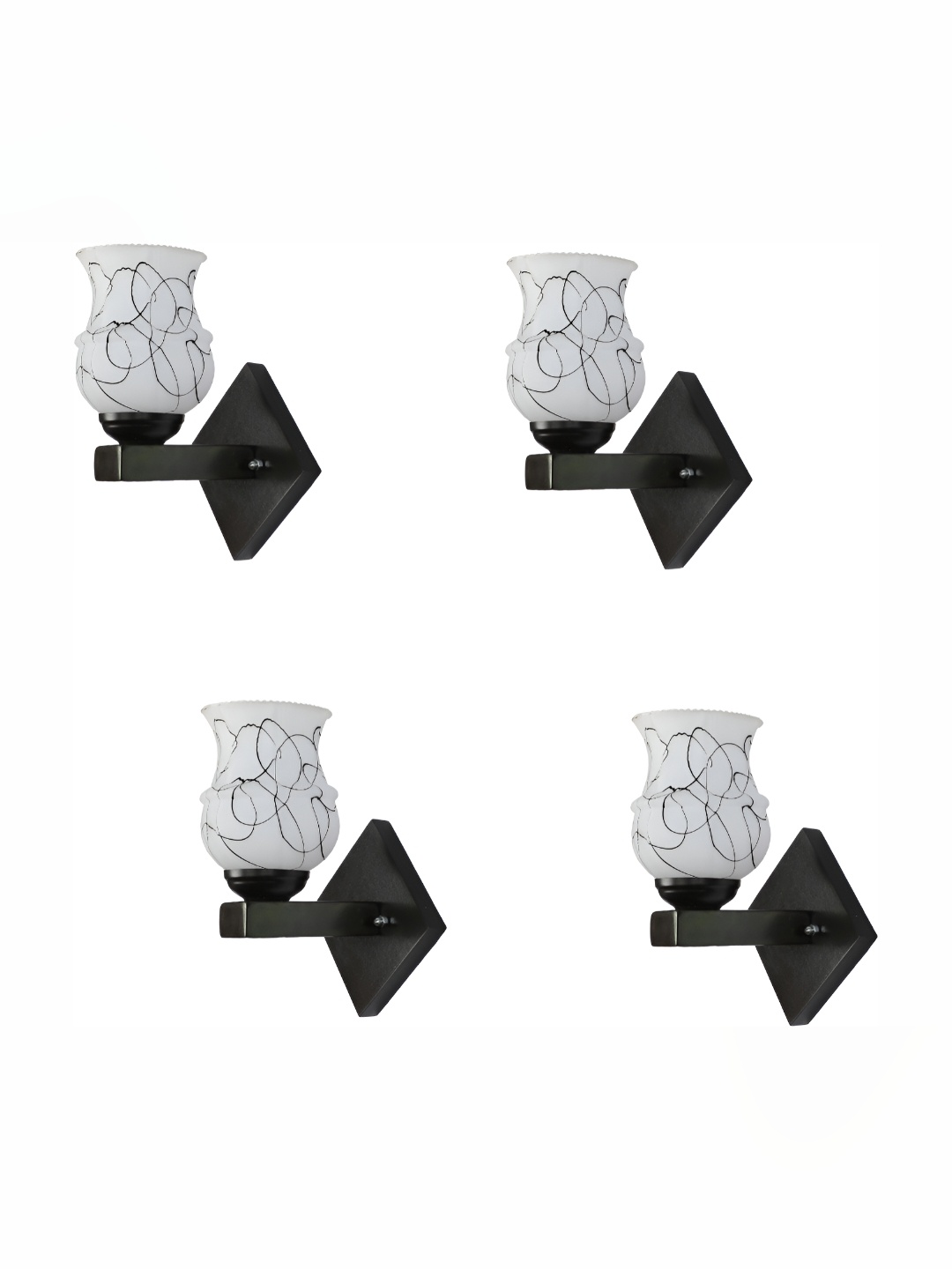 

Afast White & Black 4 Pieces Printed Abstract Shaped Glass Contemporary Wall Lamp