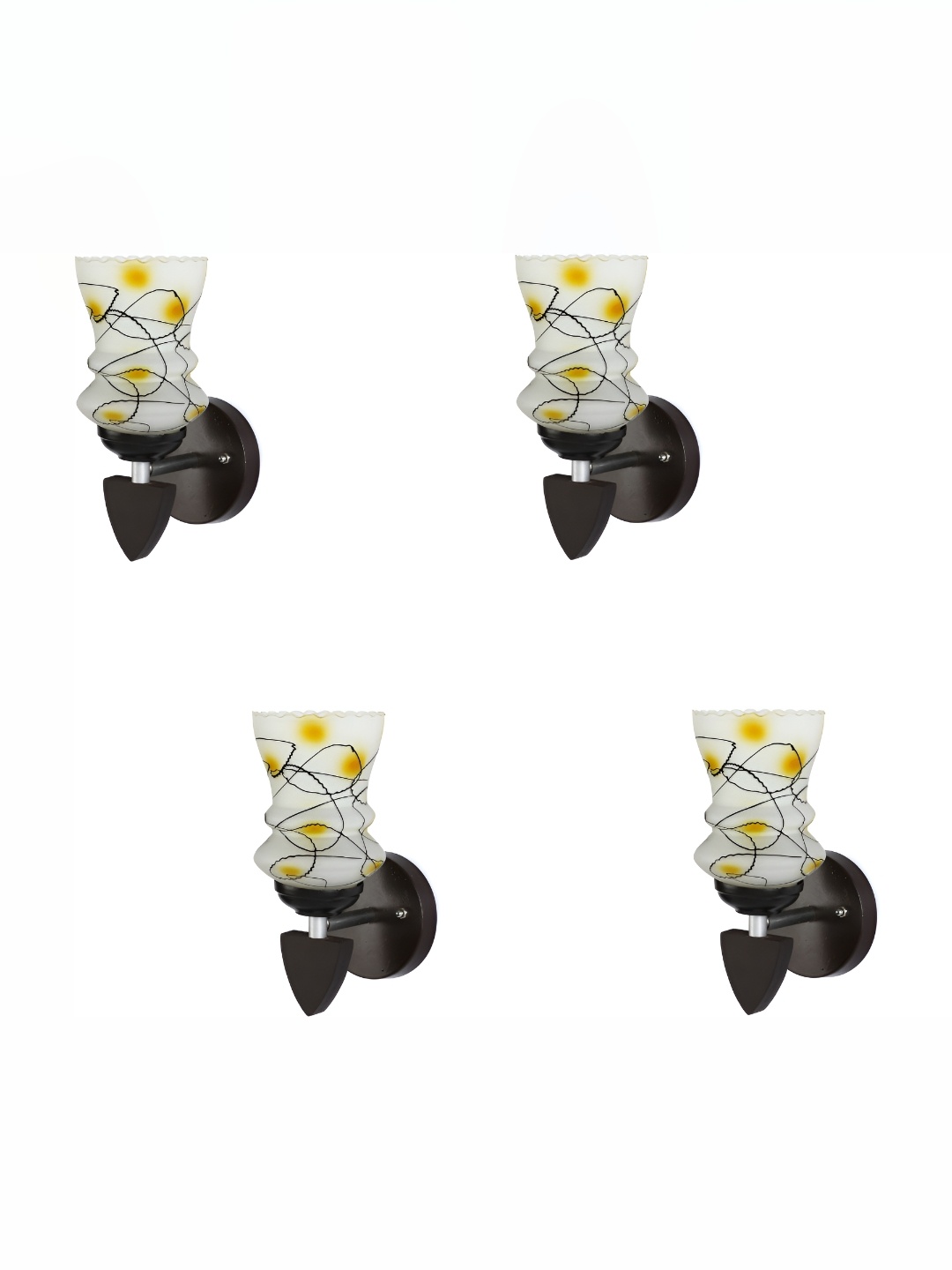 

Afast Yellow & White 4 Pieces Printed Abstract Shaped Glass Contemporary Wall Lamp