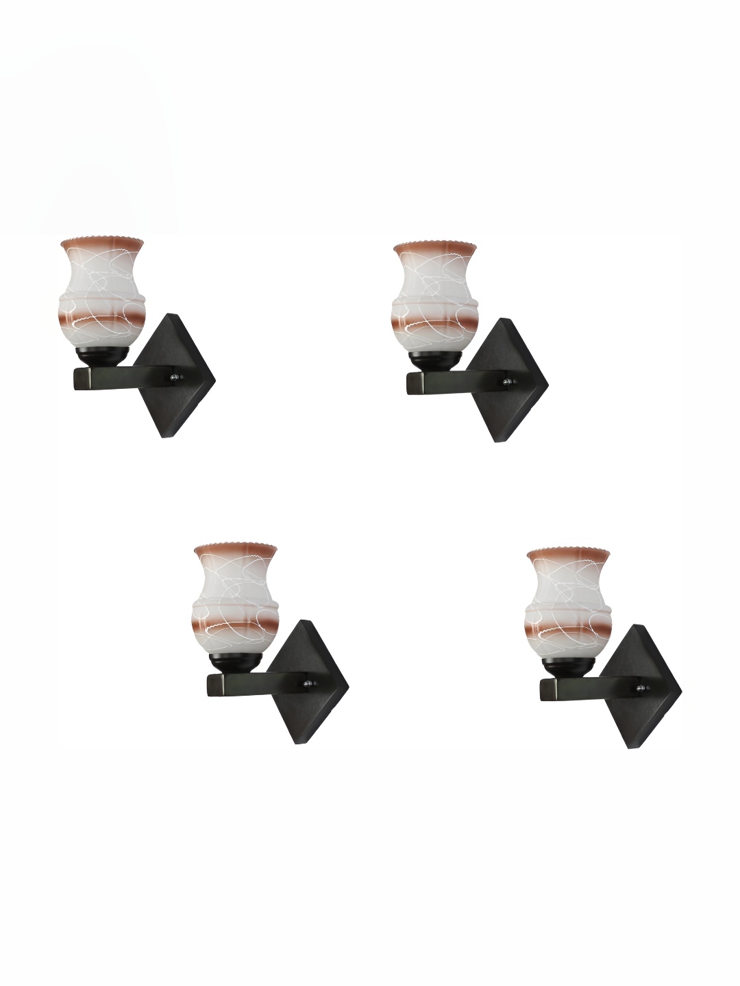 

Afast Brown & White 4 Pieces Printed Abstract Shaped Glass Contemporary Wall Lamp