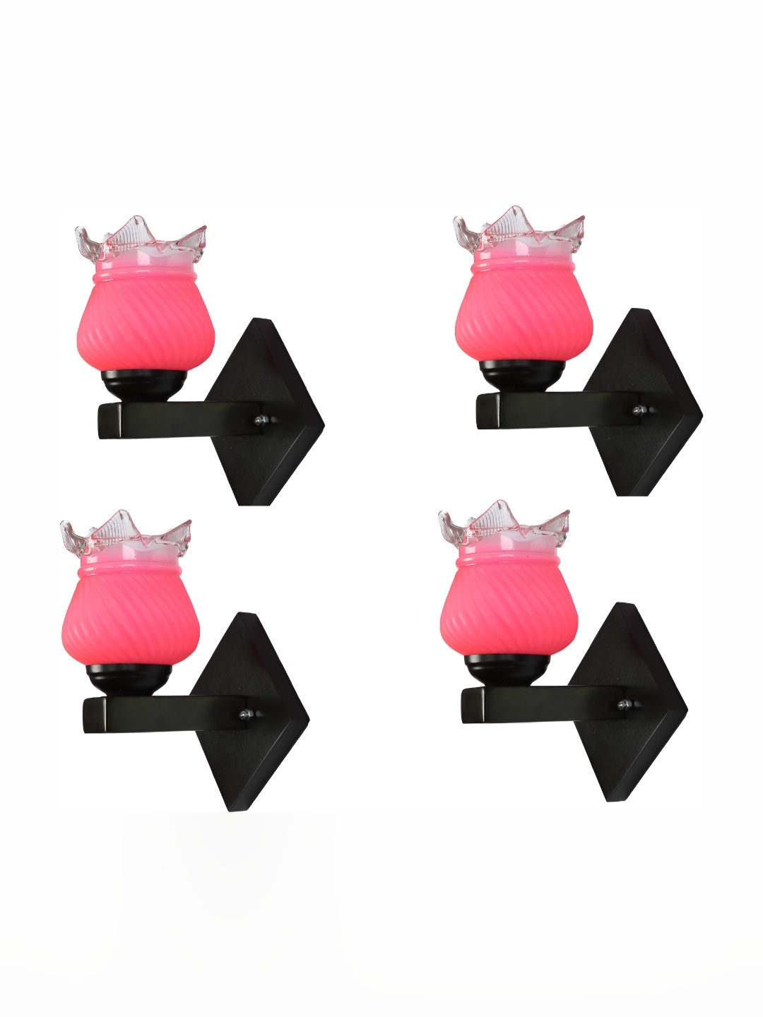 

Afast Pink & Black 4 Pieces Textured Abstract Shaped Glass Contemporary Wall Lamp