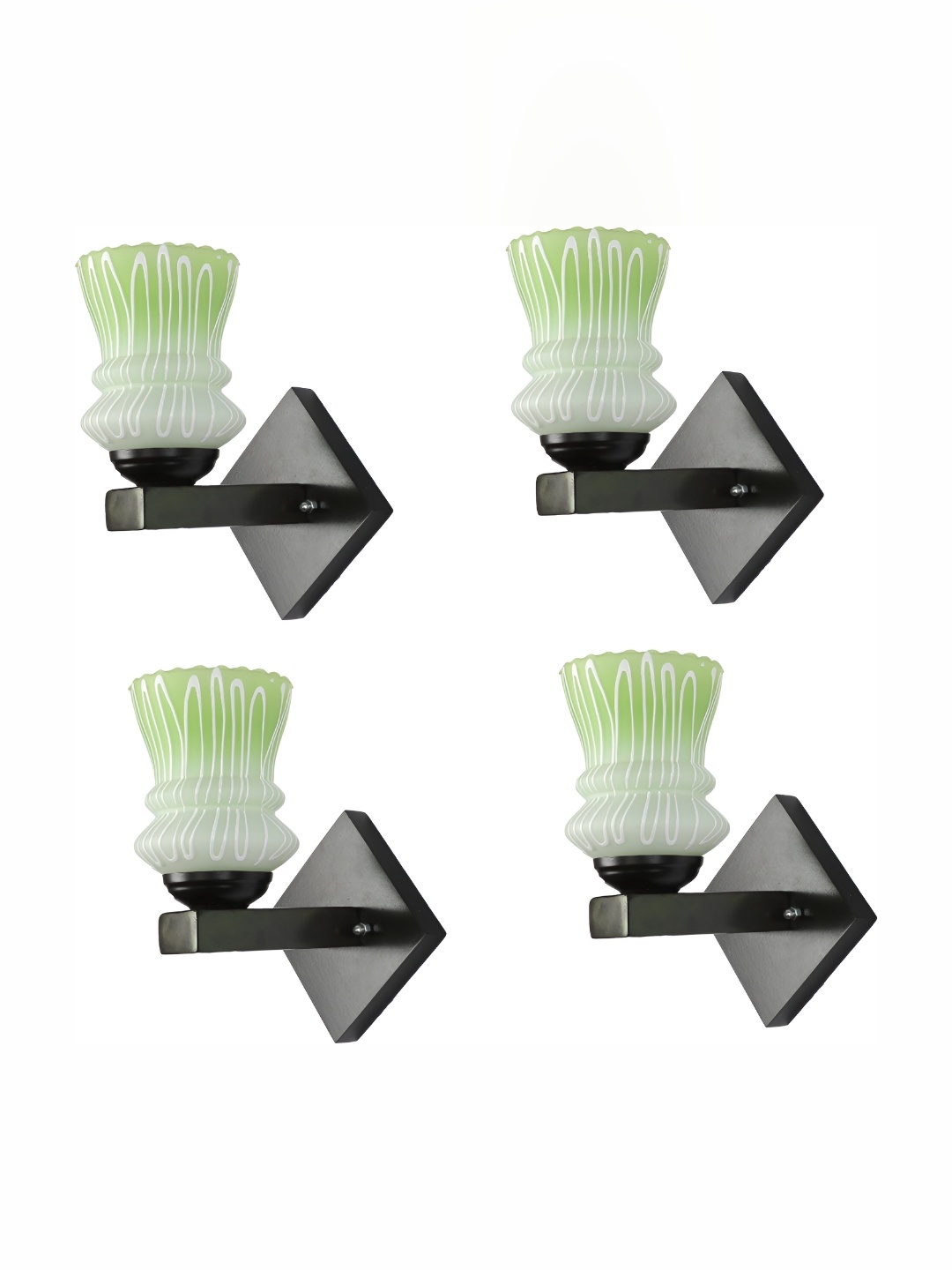 

Afast White & Green 4 Pieces Glass Printed Abstract Shaped Wall Lamps