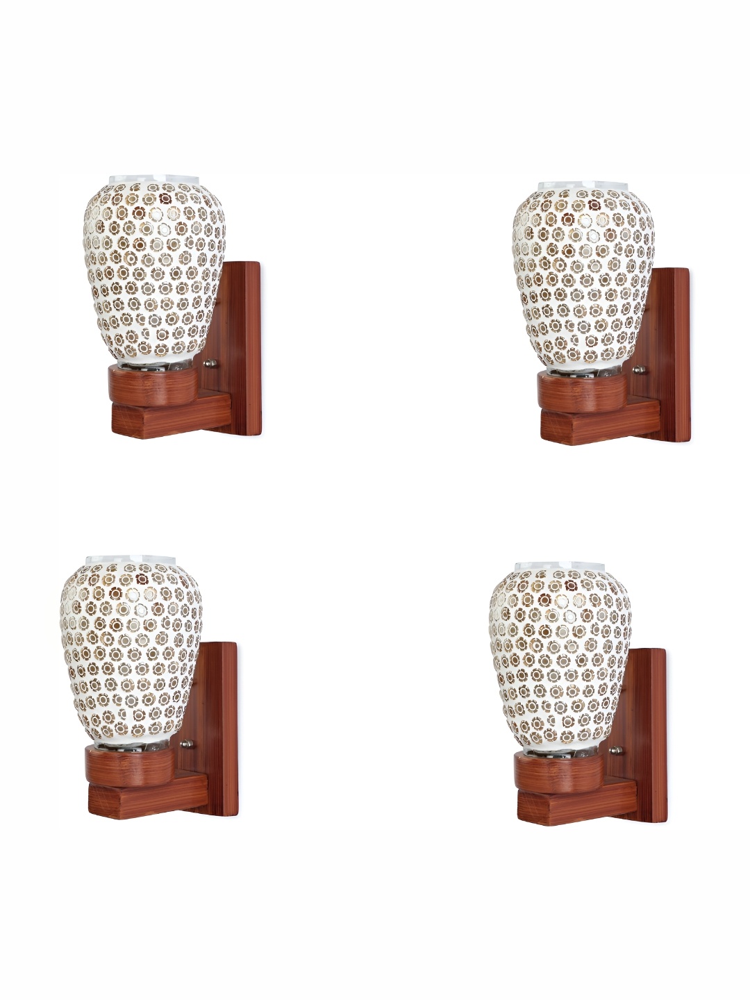 

Afast White & Beige 4 Pieces Glass Printed Abstract Shaped Wall Lamps