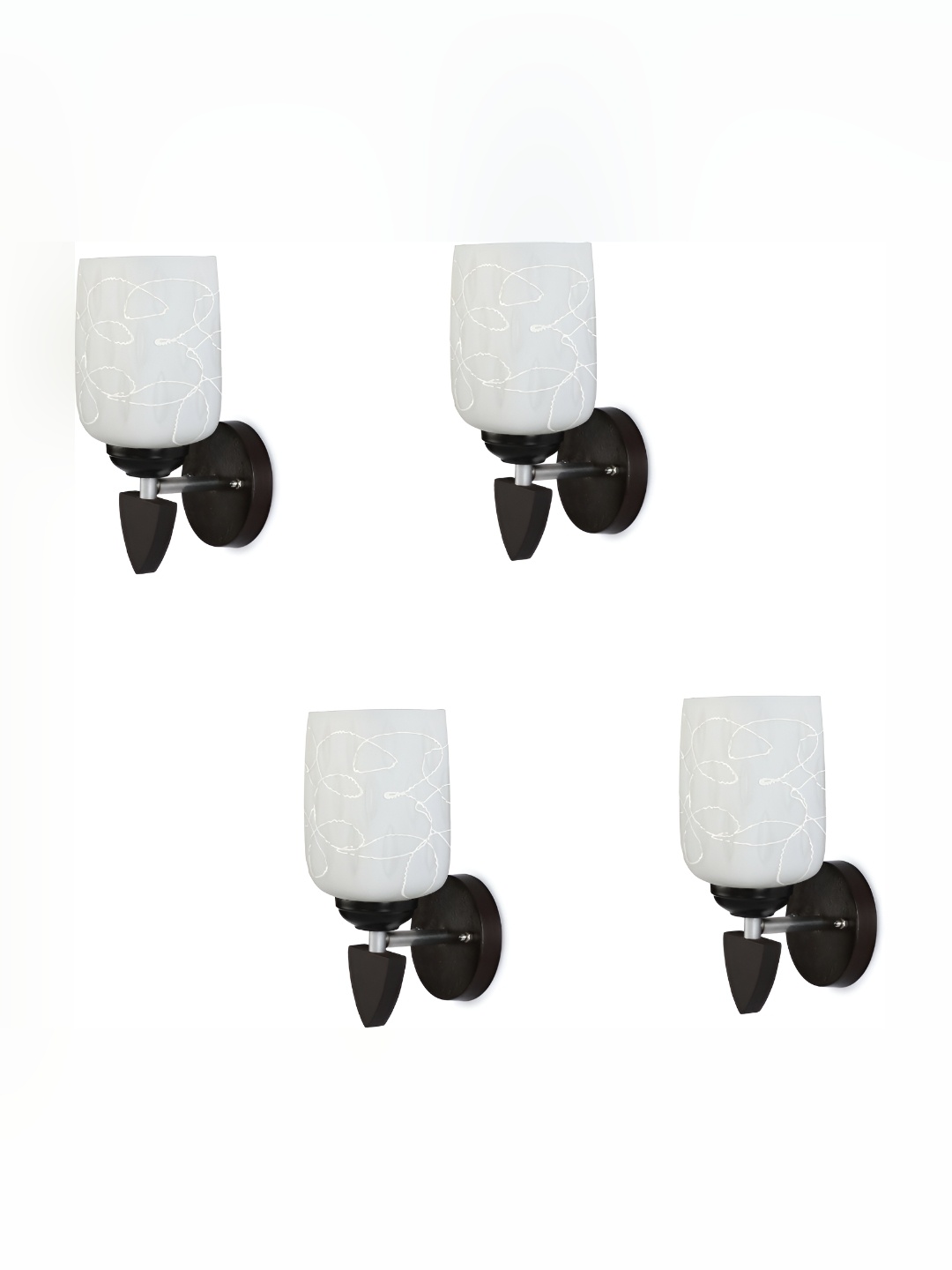 

Afast White 4 Pieces Glass Printed Cylinder Shaped Wall Lamps