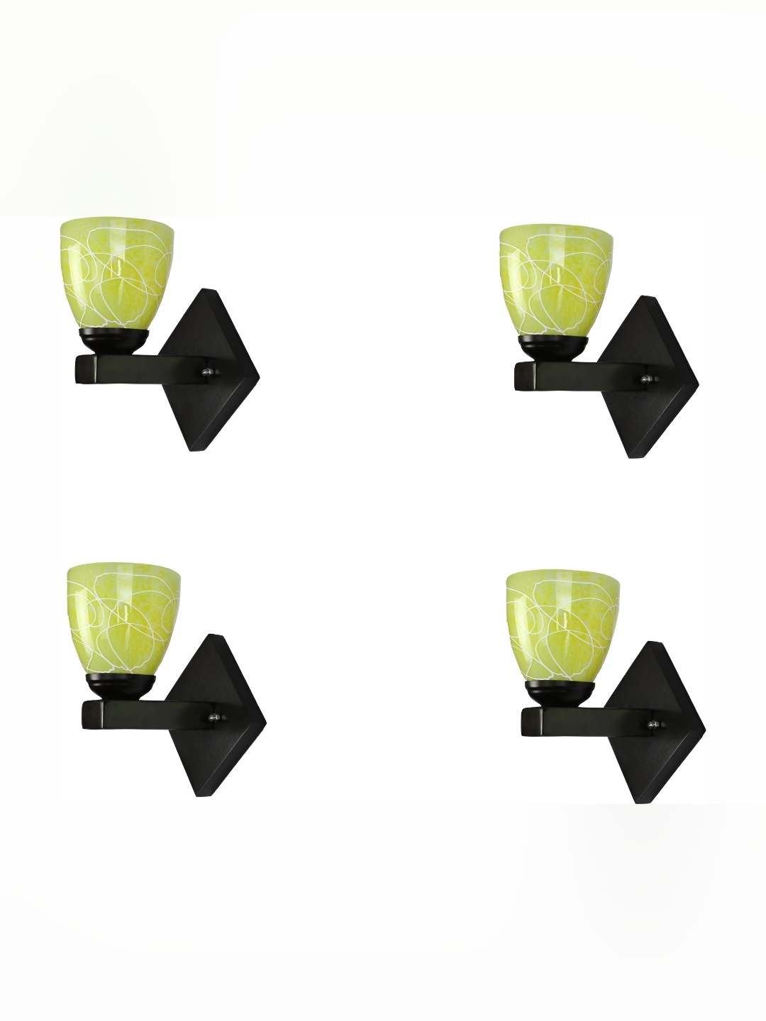 

Afast Yellow 4 Pieces Printed Glass Wall Lamps