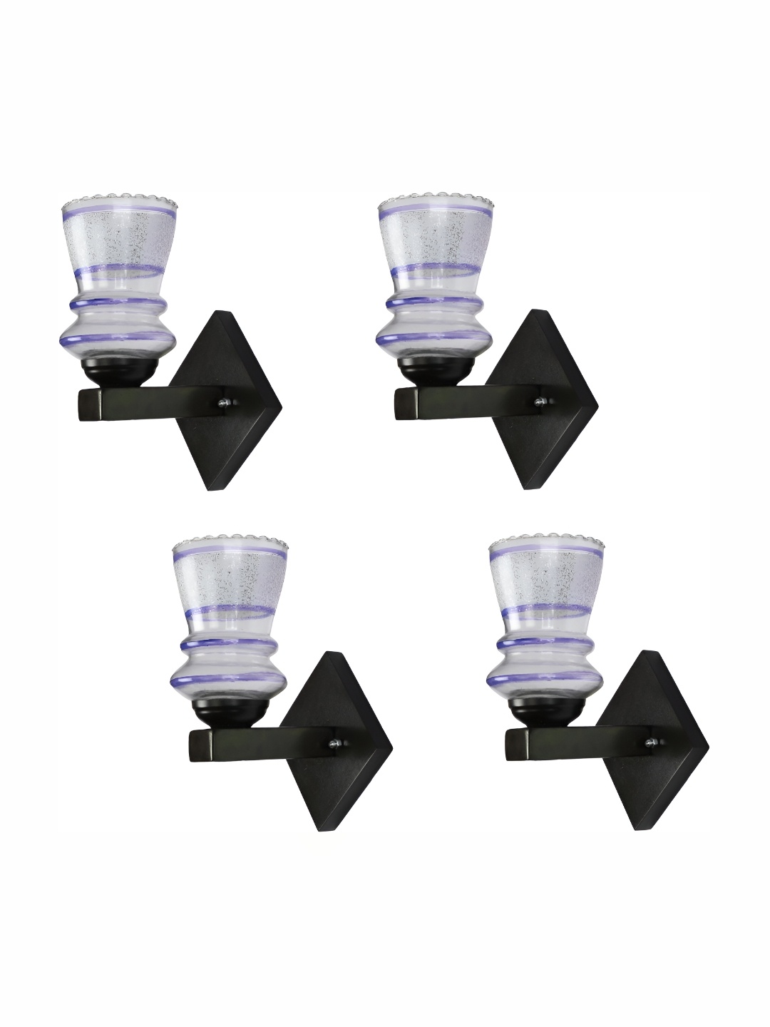 

Afast Blue & White 4 Pieces Printed Contemporary Glass Wall Lamps