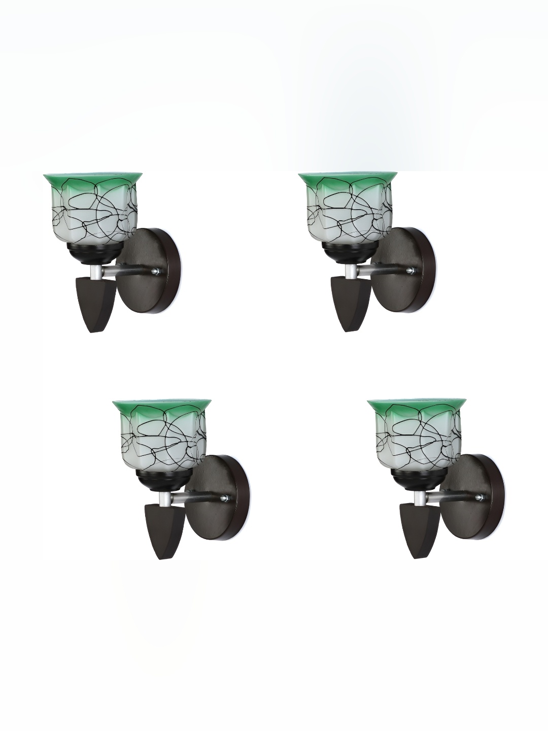 

Afast Green & White 4 Pieces Printed Contemporary Glass Wall Lamps