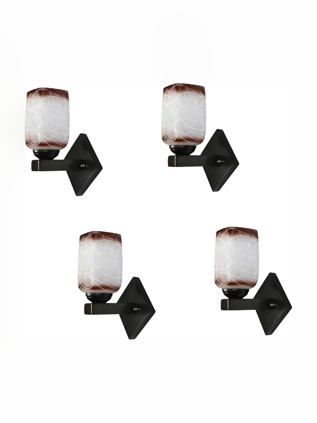 

Afast Brown & White 4 Pieces Printed Contemporary Glass Wall Lamps