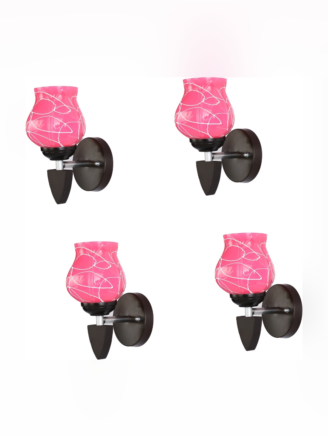 

Afast Pink & White 4 Pieces Printed Contemporary Glass Wall Lamps