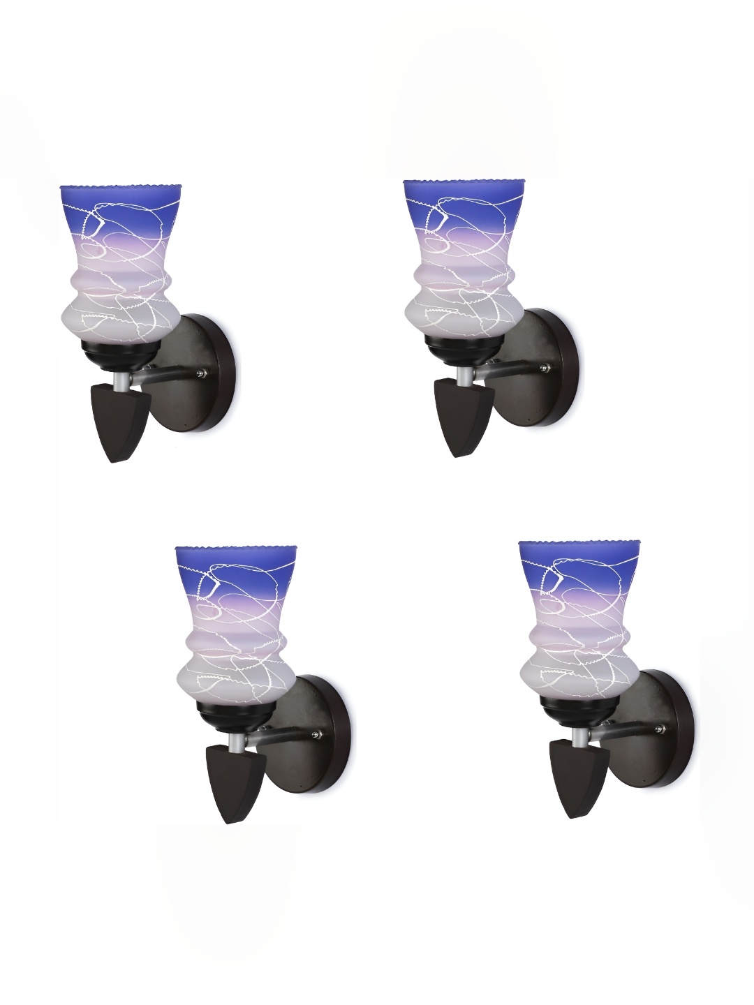 

Afast Blue & White 4 Pieces Printed Contemporary Glass Wall Lamps