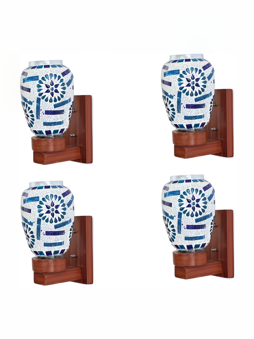 

Afast White & Blue 4 Pieces Printed Contemporary Glass Wall Lamp