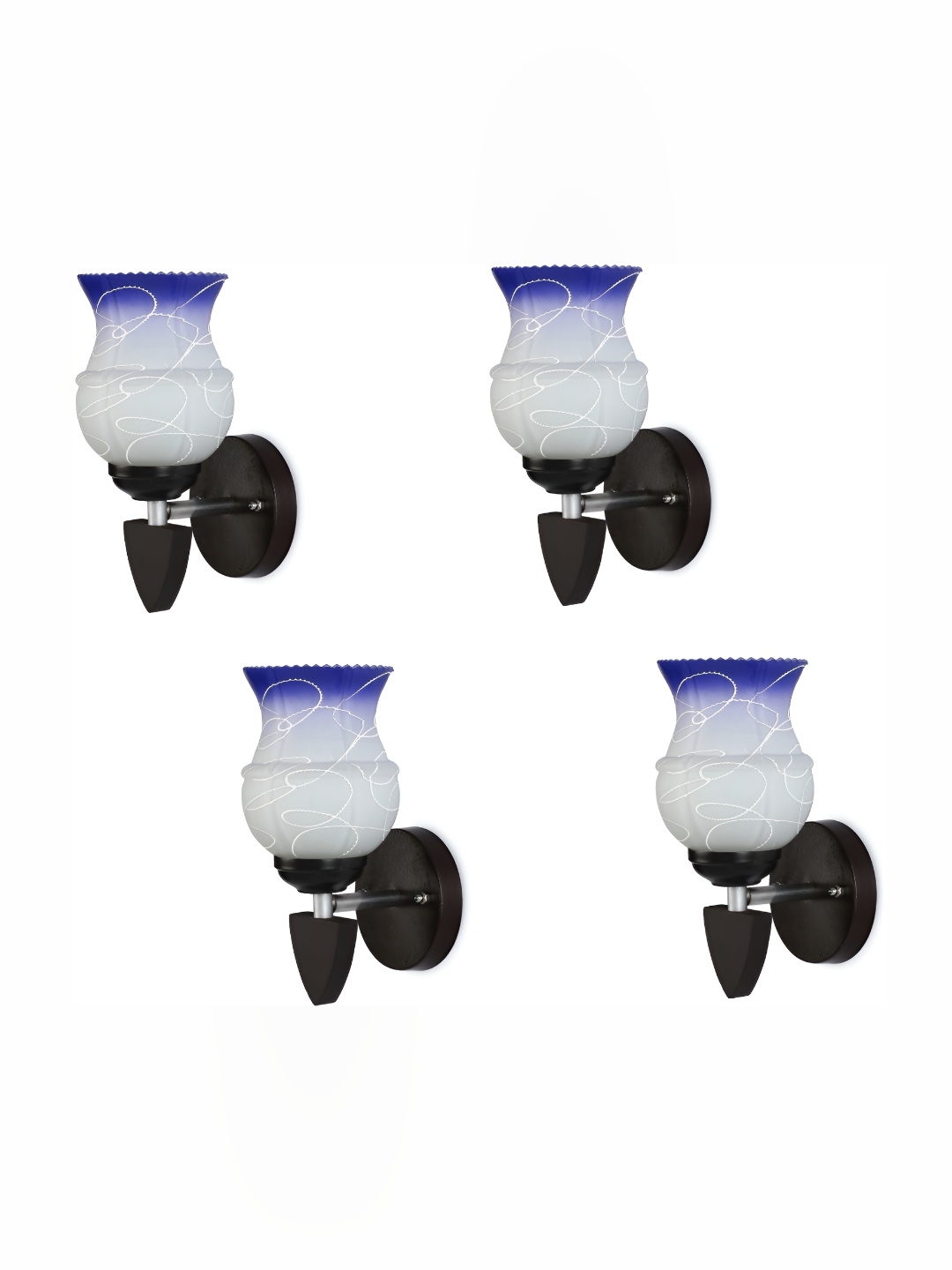

Afast Blue & White 4 Pieces Textured Glass Wall Lamps