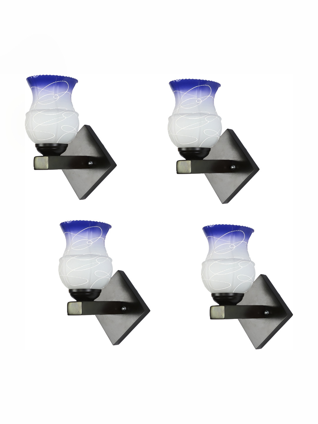 

Afast White & Blue 4 Pieces Textured Glass Wall Lamps