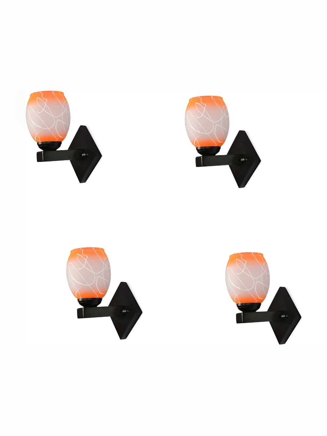 

Afast Orange & White 4 Pieces Textured Glass Wall Lamps
