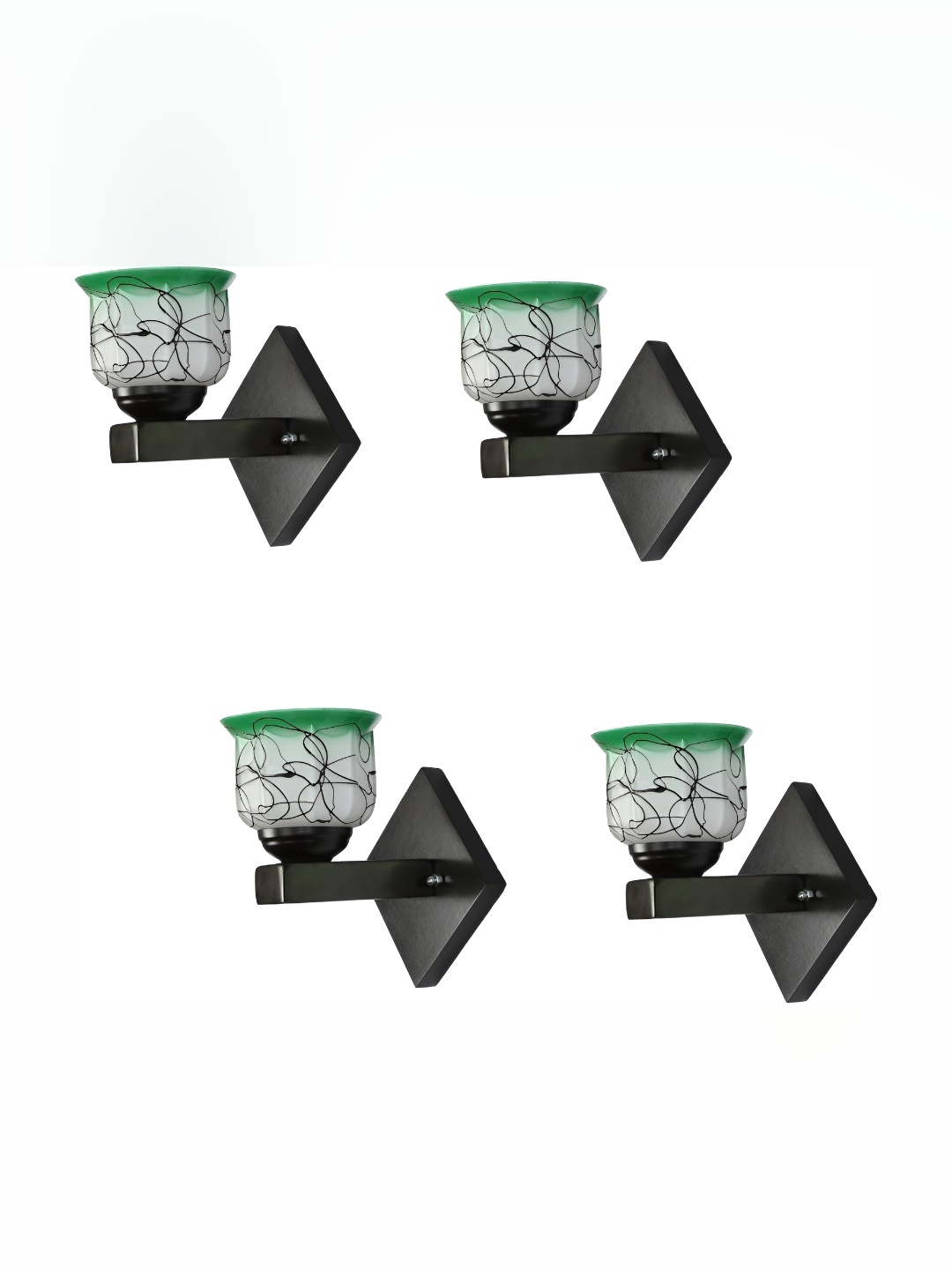 

Afast Green & White 4 Pieces Textured Glass Wall Lamps