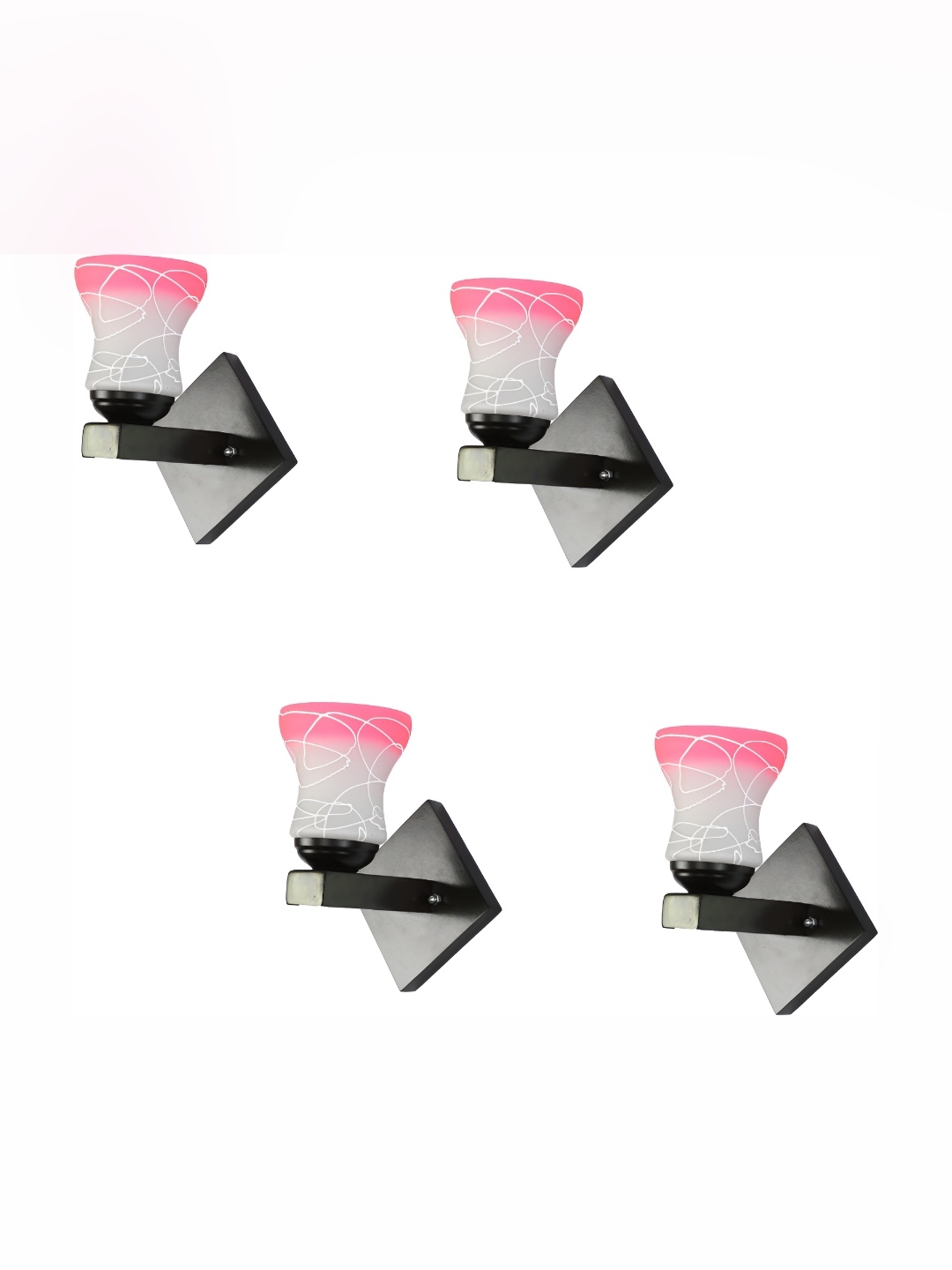 

Afast Pink & White 4 Pieces Printed Contemporary Glass Wall Lamps