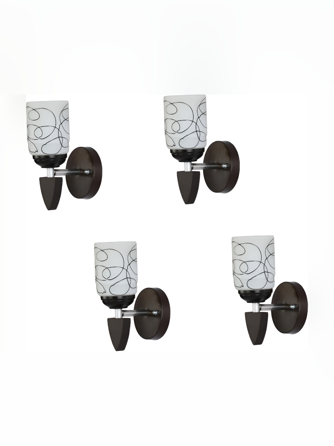 

Afast White & Black 4 Pieces Printed Contemporary Glass Wall Lamps