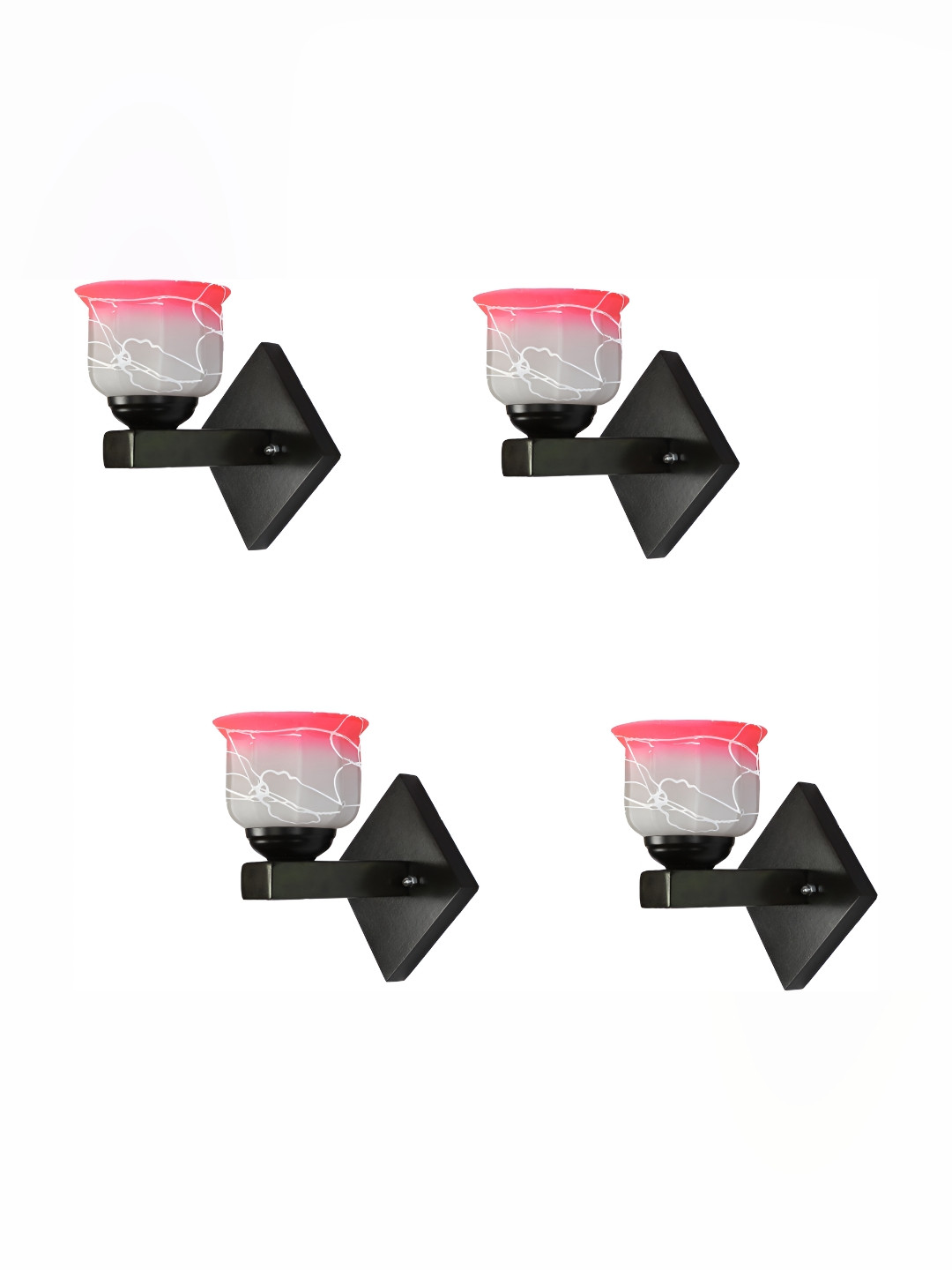 

Afast Pink & White 4 Pieces Printed Abstract Shaped Glass Wall Lamps