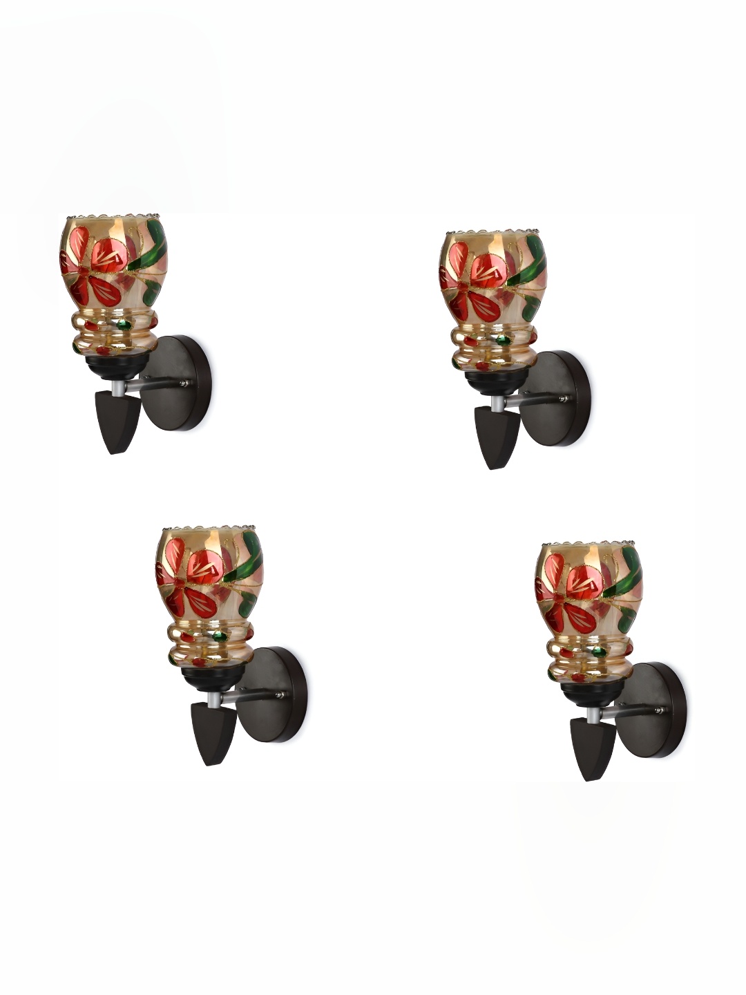 

Afast GoldToned and Green 4 Pieces Glass Wall Lamps, Gold