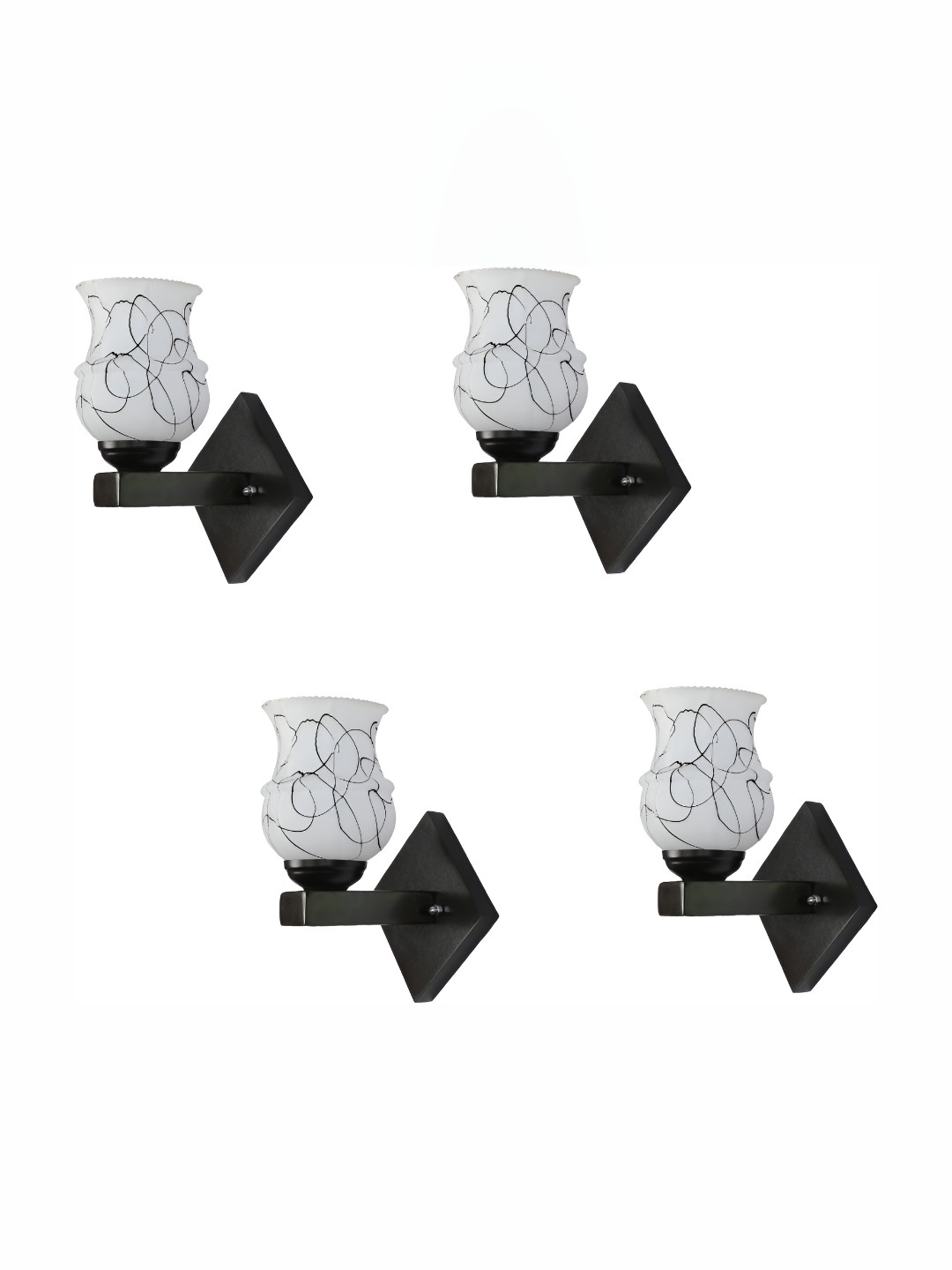 

Afast Black and White 4 Pieces Glass Wall Lamps