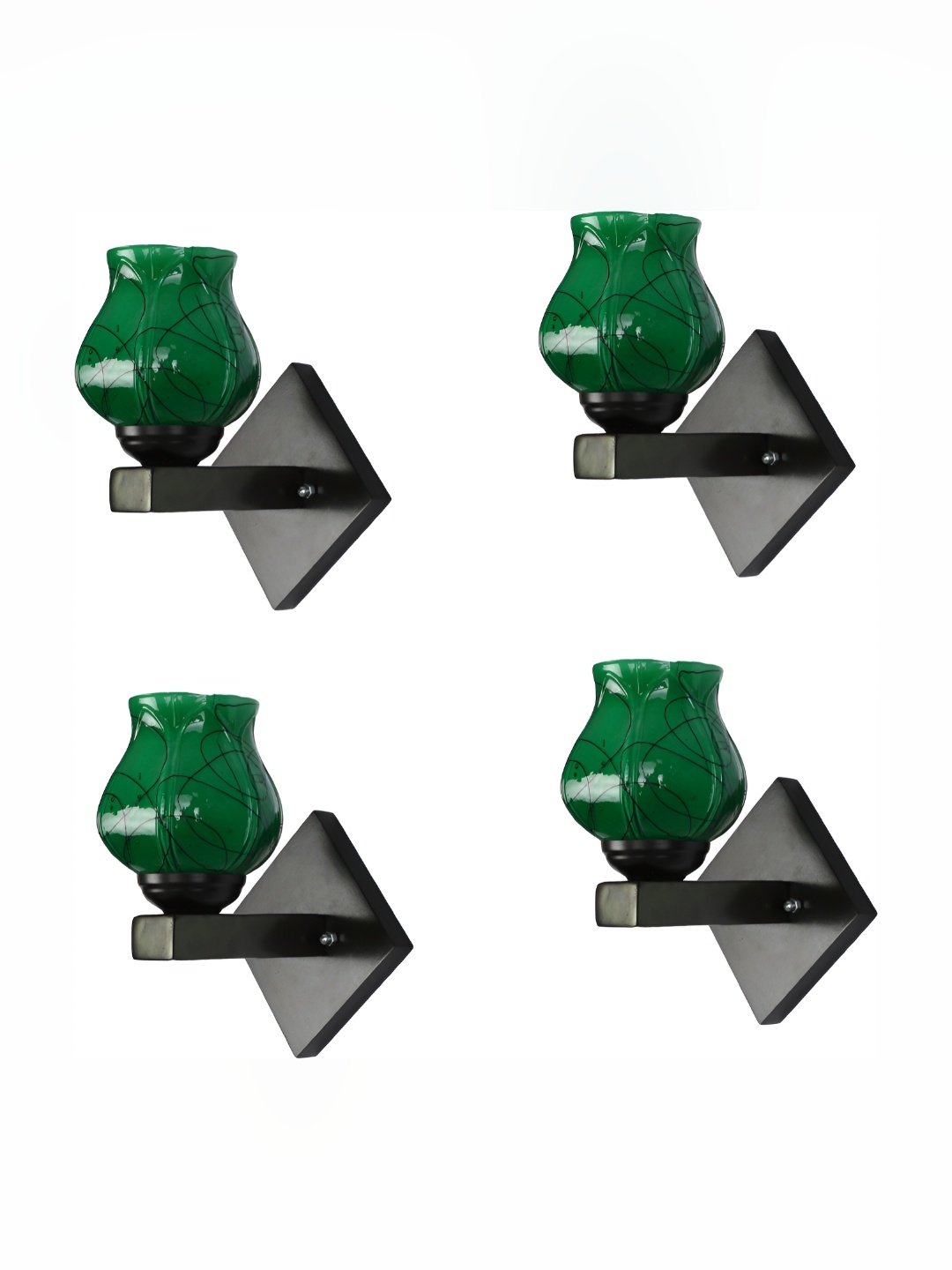 

Afast Green 4 Pieces Printed Contemporary Glass Spherical Wall Lamp