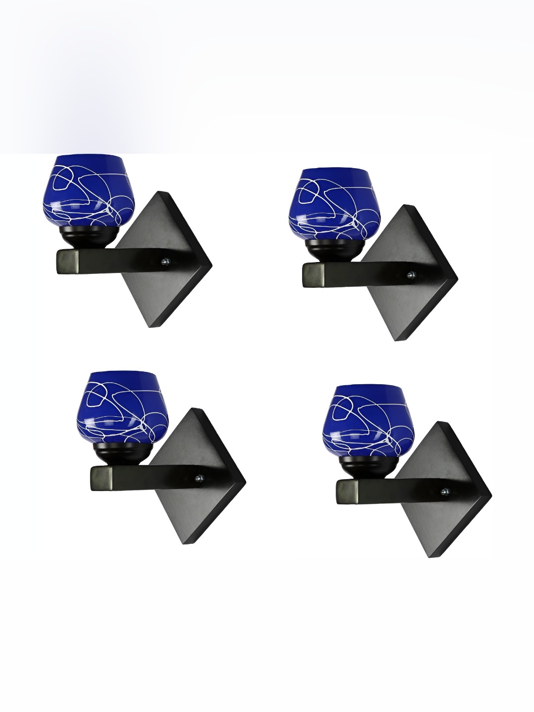 

Afast Blue 4 Pieces Printed Contemporary Glass Spherical Wall Lamp