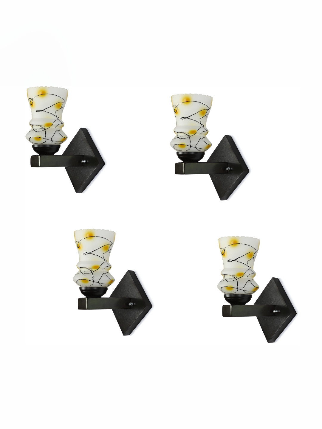

Afast Yellow & White 4 Pieces Textured Abstract Glass Wall Lamps