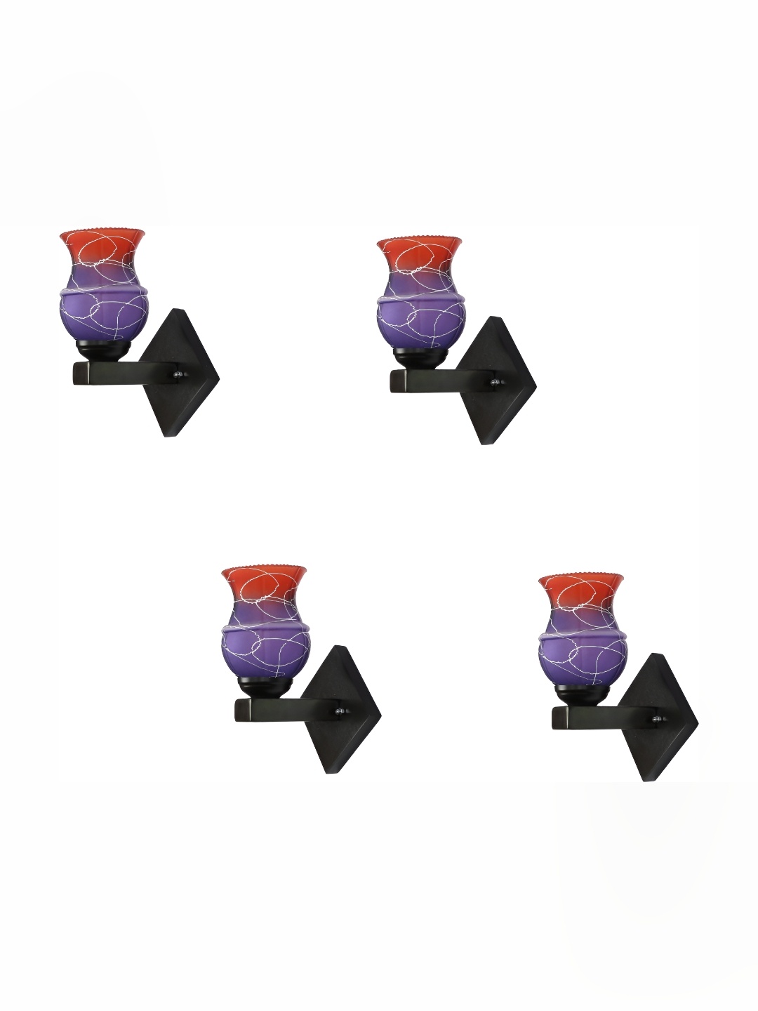

Afast Purple & Orange 4 Pieces Textured Abstract Glass Wall Lamps