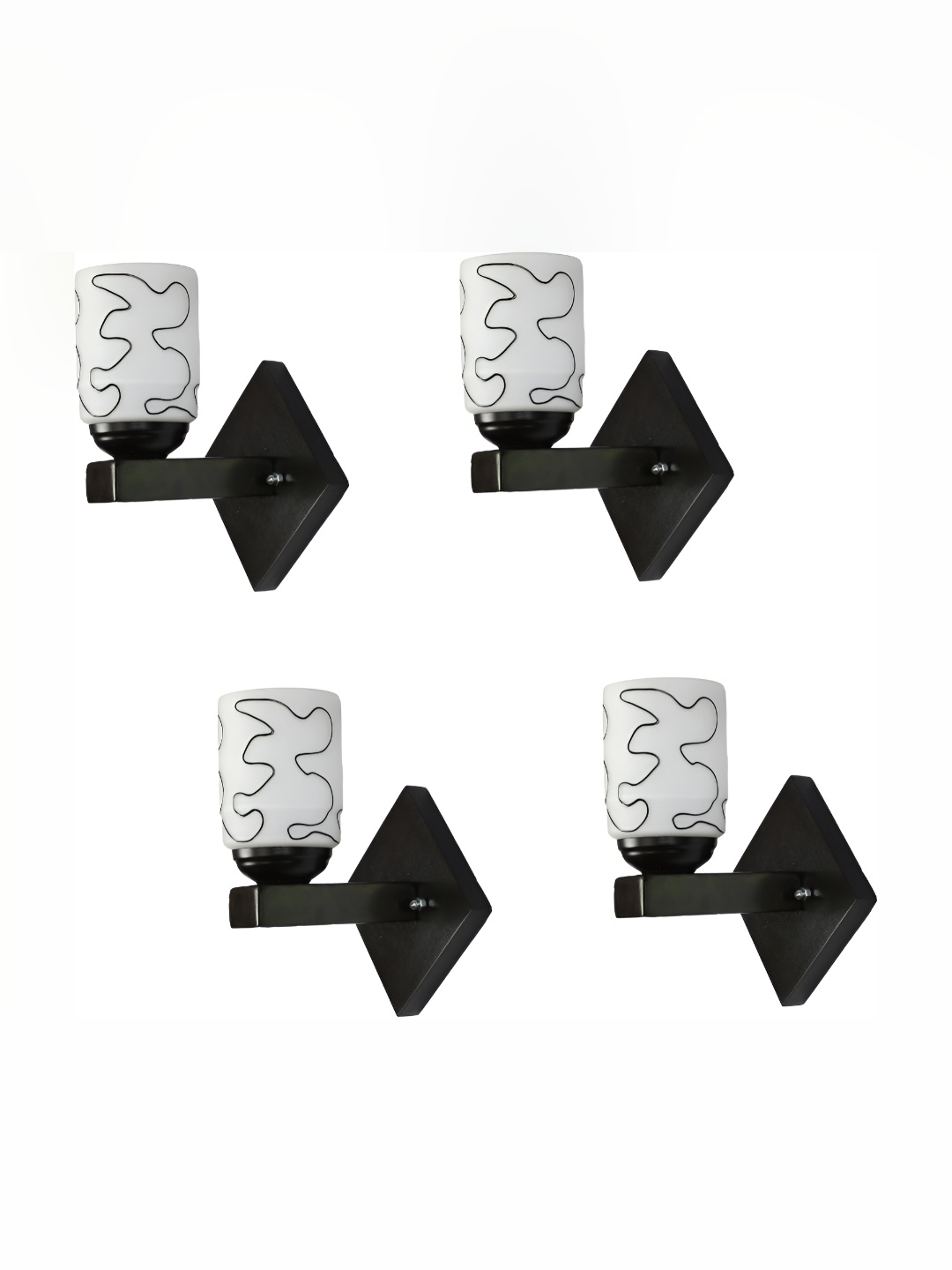 

Afast Black & White 4 Pieces Textured Abstract Glass Wall Lamps