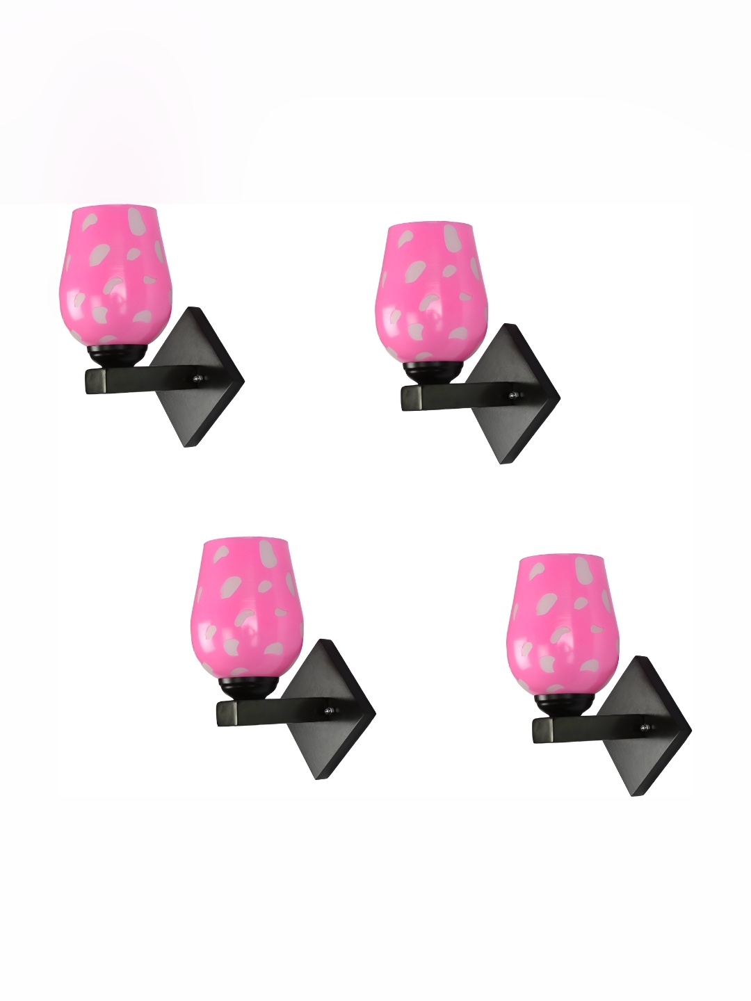 

Afast Pink & White 4 Pieces Textured Abstract Glass Wall Lamps