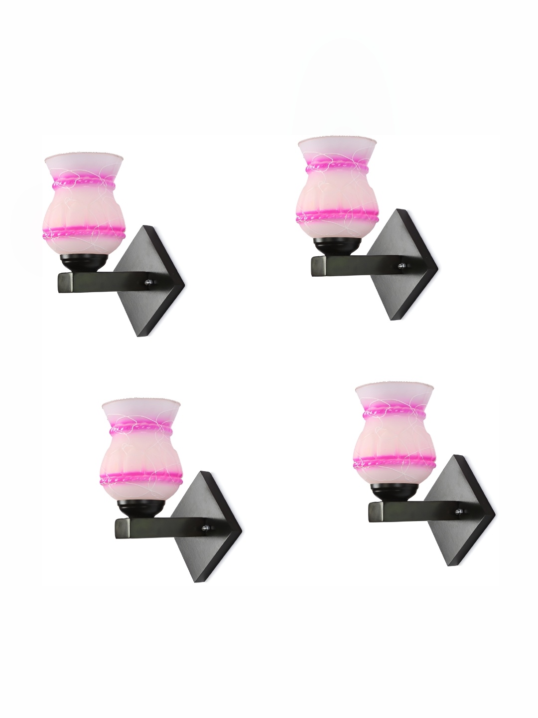 

Afast Pink & White 4 Pieces Textured Abstract Glass Wall Lamps