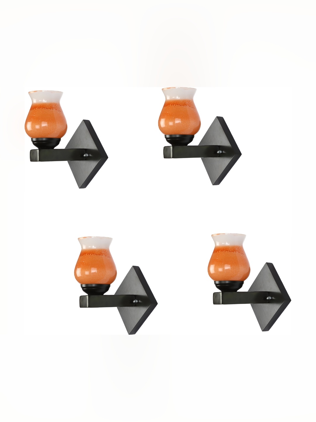 

Afast Orange & White 4 Pieces Glossy Abstract Glass Wall Lamps