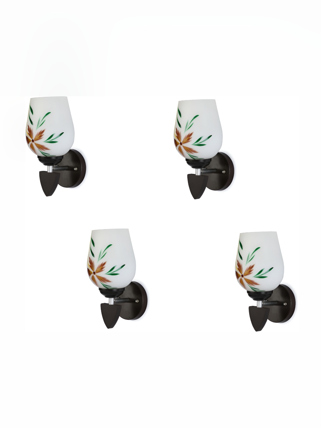 

Afast Green & White 4 Pieces Textured Abstract Glass Wall Lamps