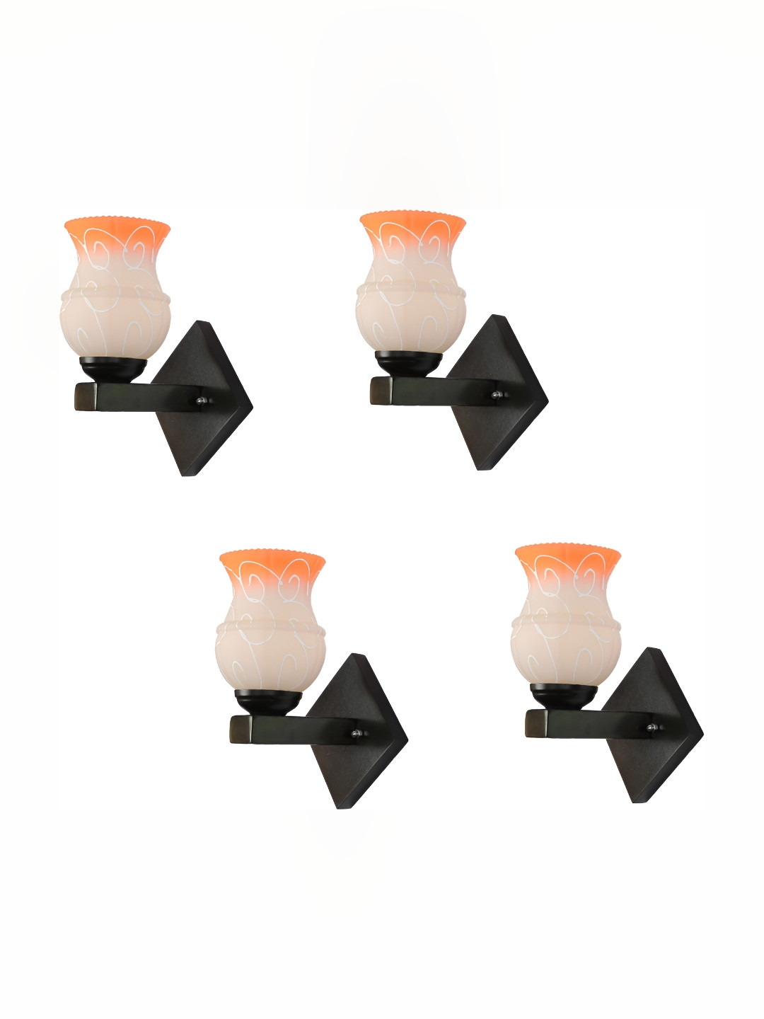 

Afast Orange & White 4 Pieces Textured Abstract Glass Wall Lamps